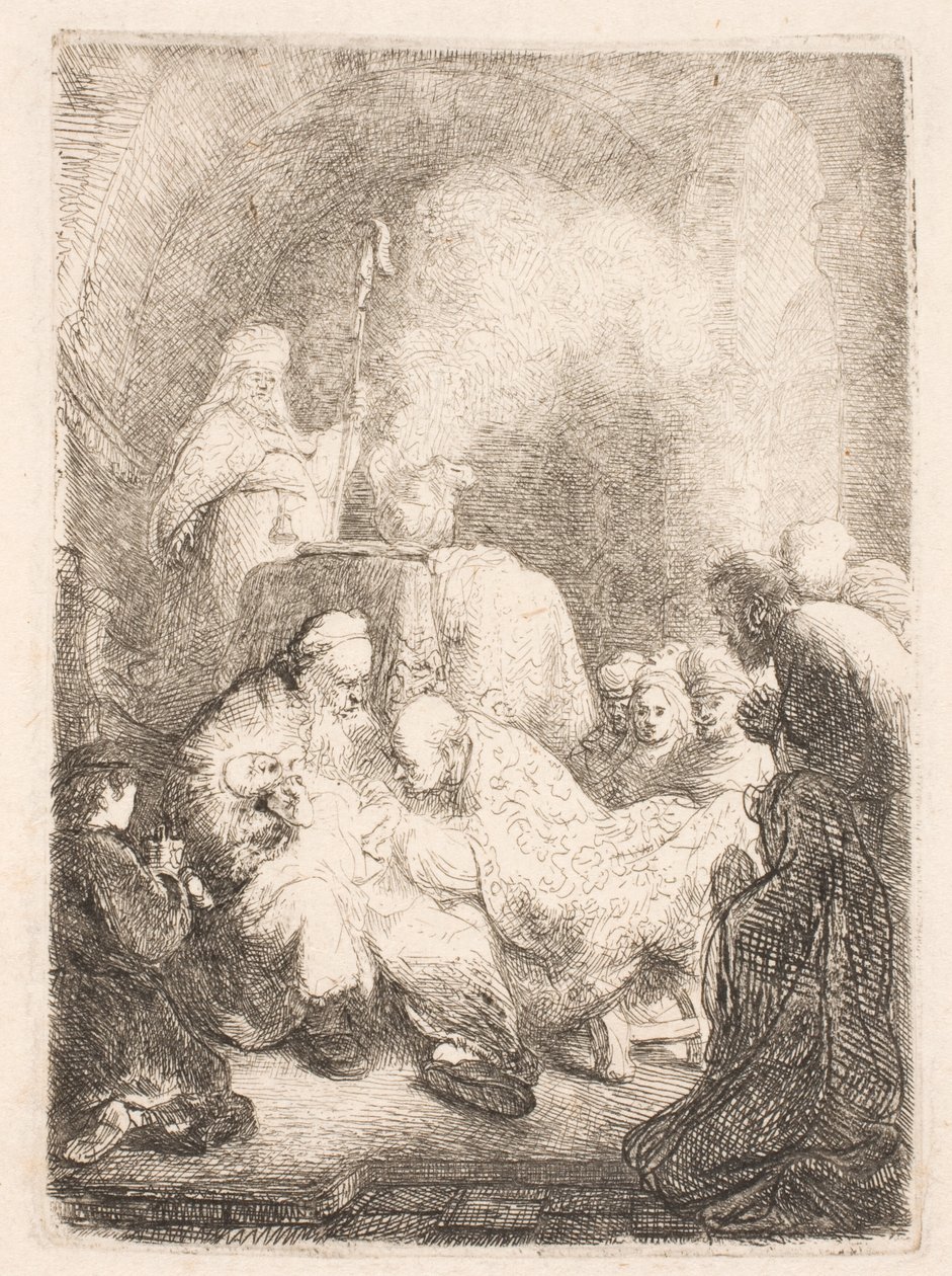 A circuncisão: placa pequena de Rembrandt van Rijn