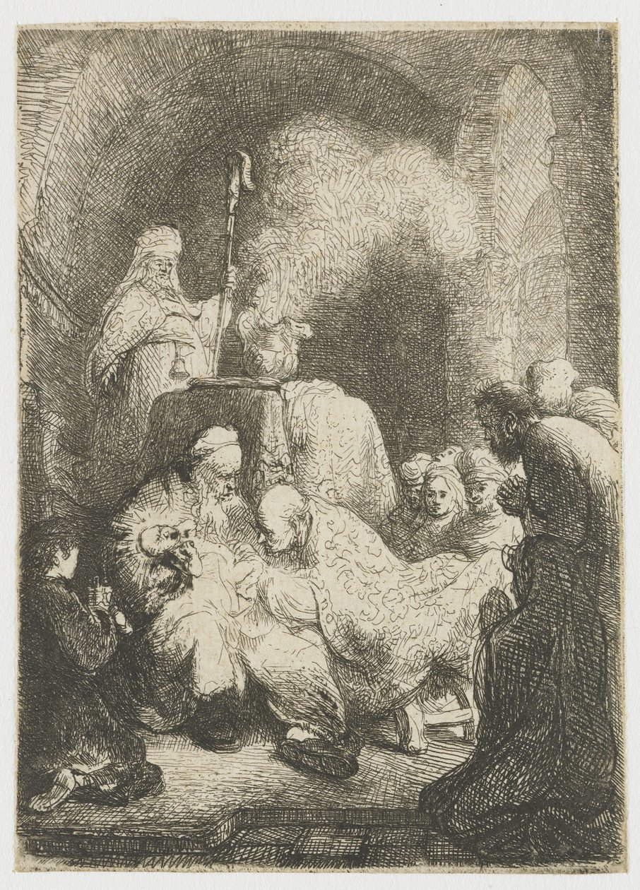 A circuncisão: placa pequena de Rembrandt van Rijn