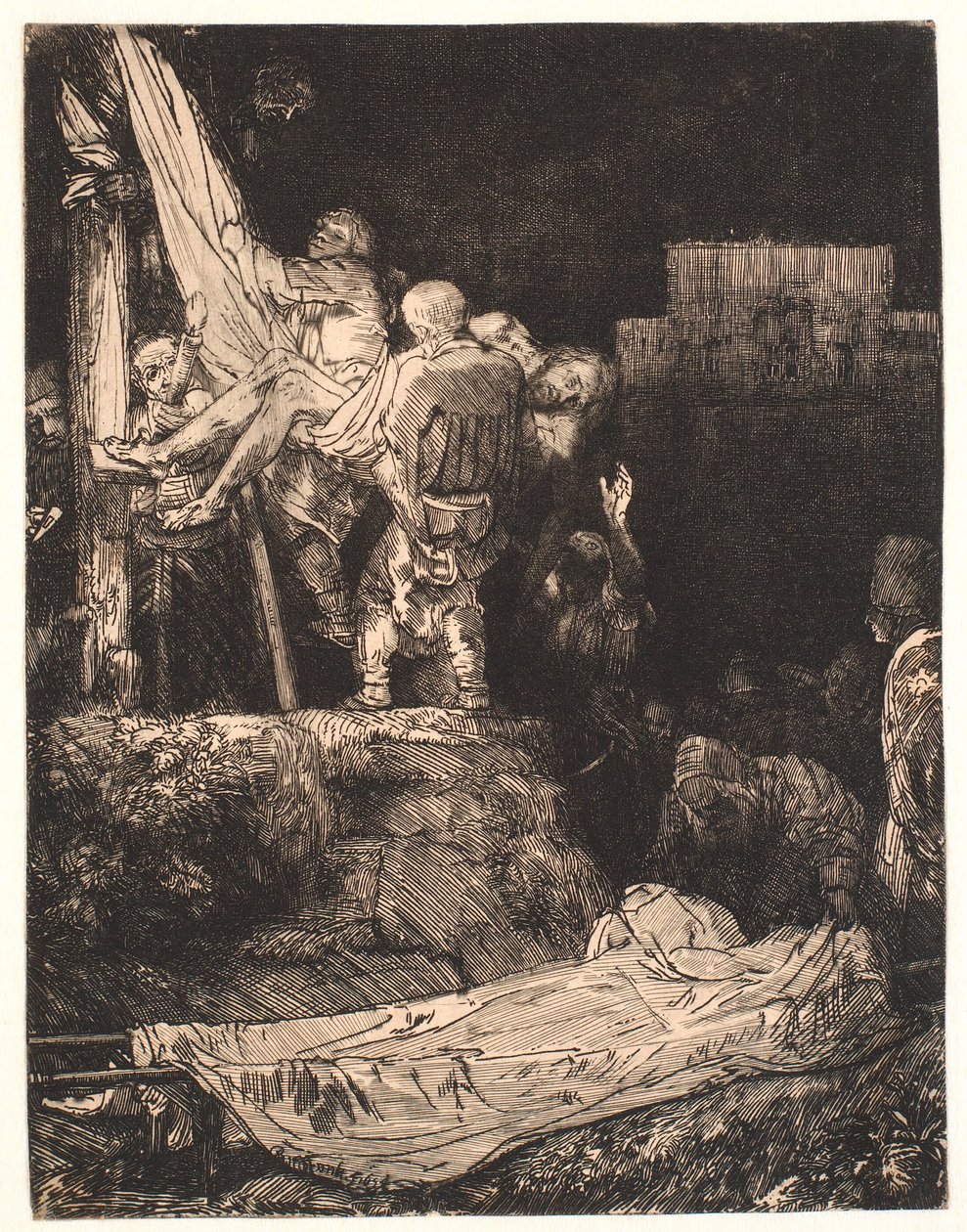A descida da cruz: à luz de tochas de Rembrandt van Rijn