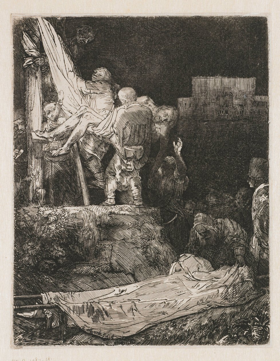 A descida da cruz à luz de tochas de Rembrandt van Rijn