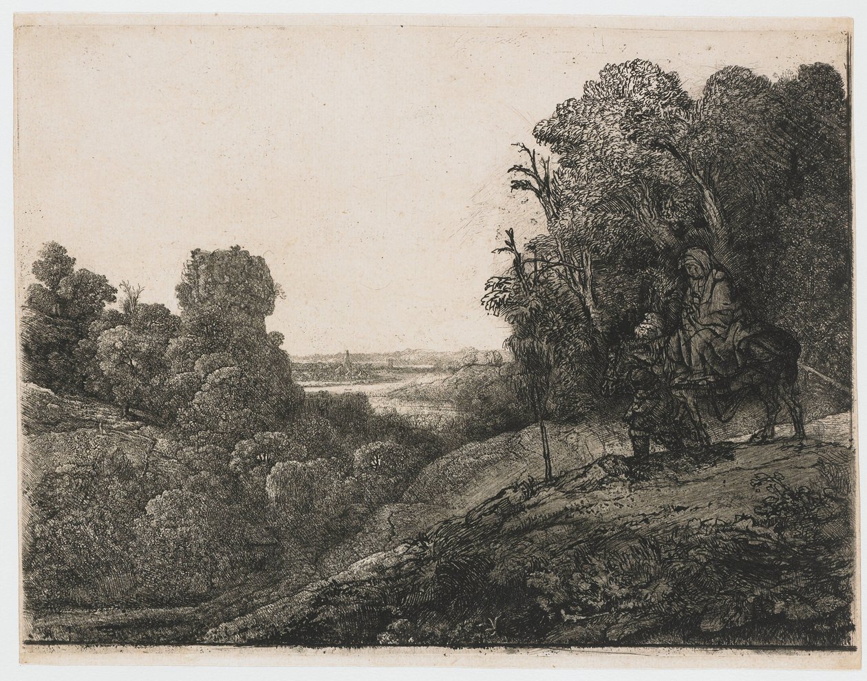 O voo para o Egipto: placa alterada de Seghers de Rembrandt van Rijn