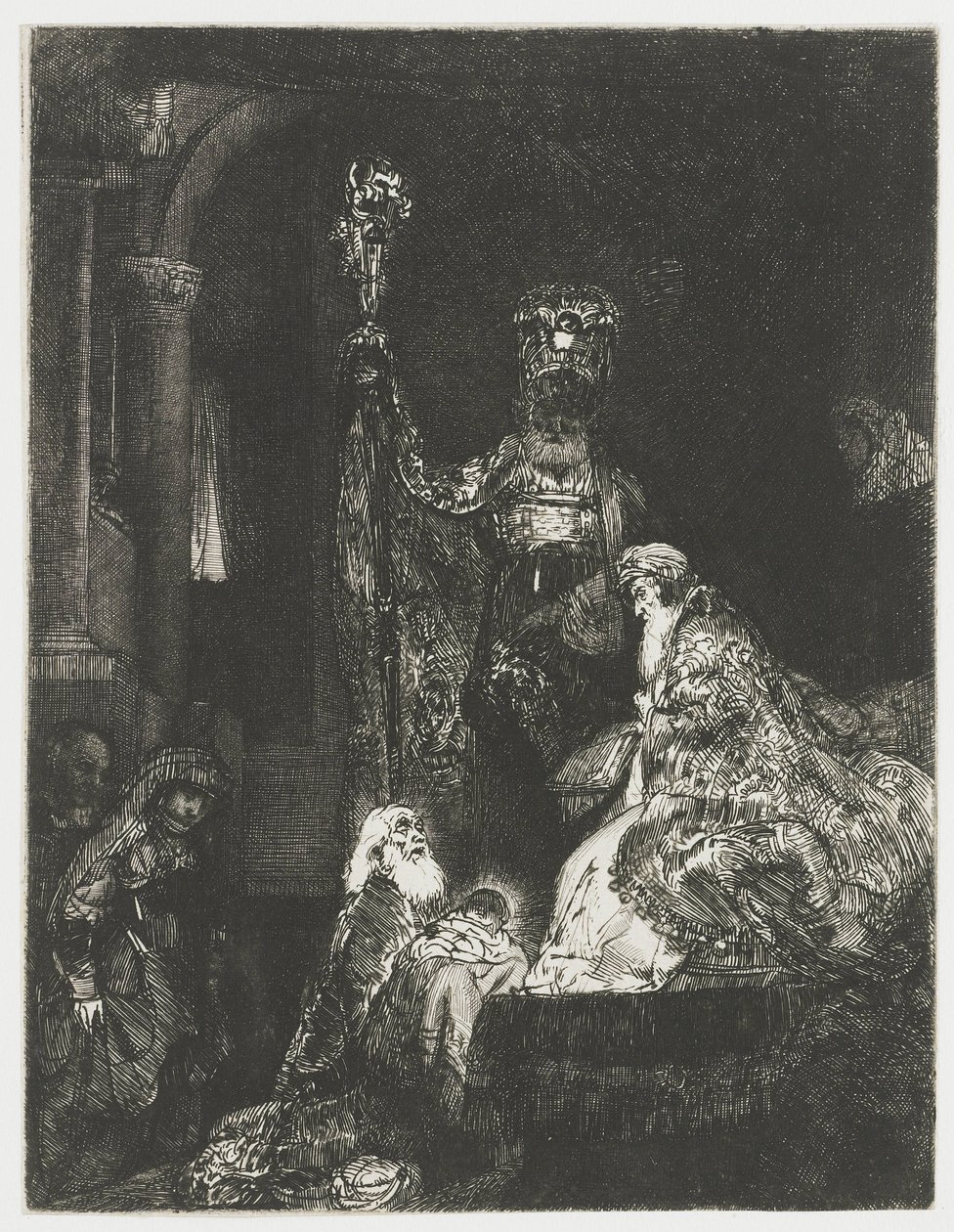 A apresentação no templo de uma forma sombria de Rembrandt van Rijn