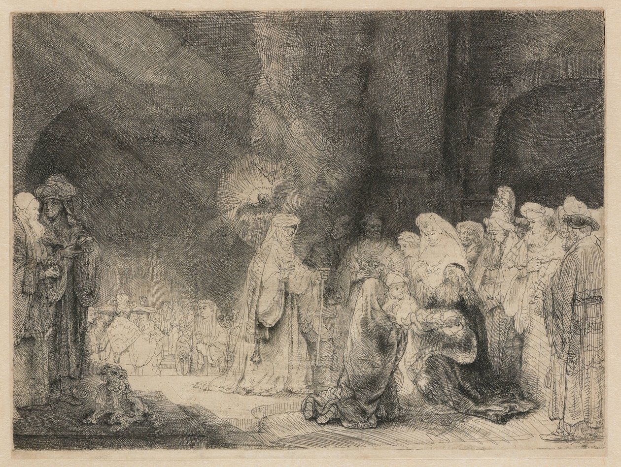 A apresentação no templo: impressão oblonga de Rembrandt van Rijn