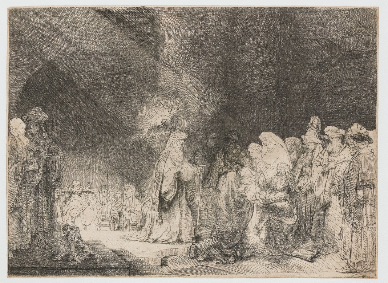 A apresentação no templo: impressão oblonga de Rembrandt van Rijn