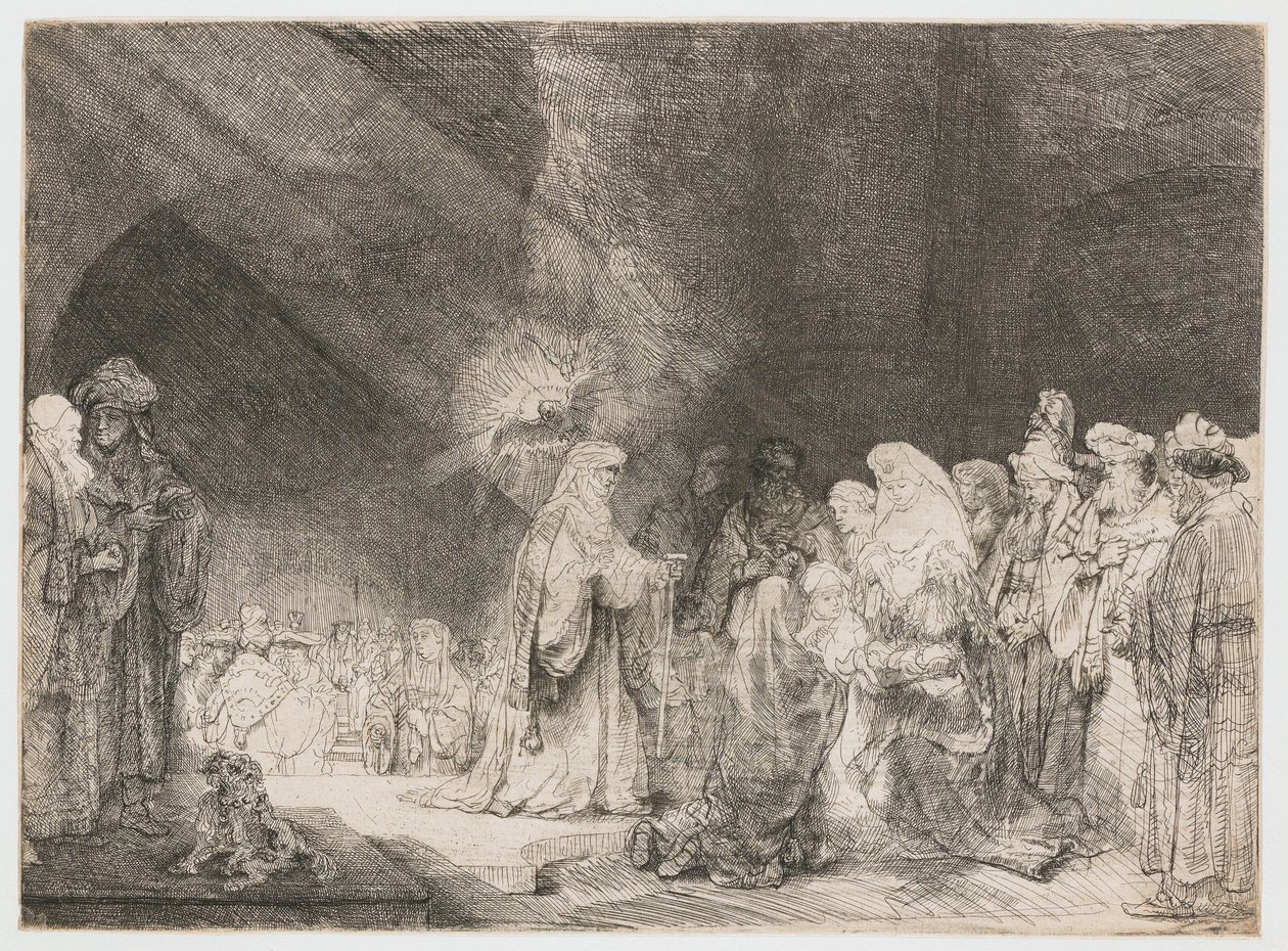 A apresentação no templo: impressão oblonga de Rembrandt van Rijn
