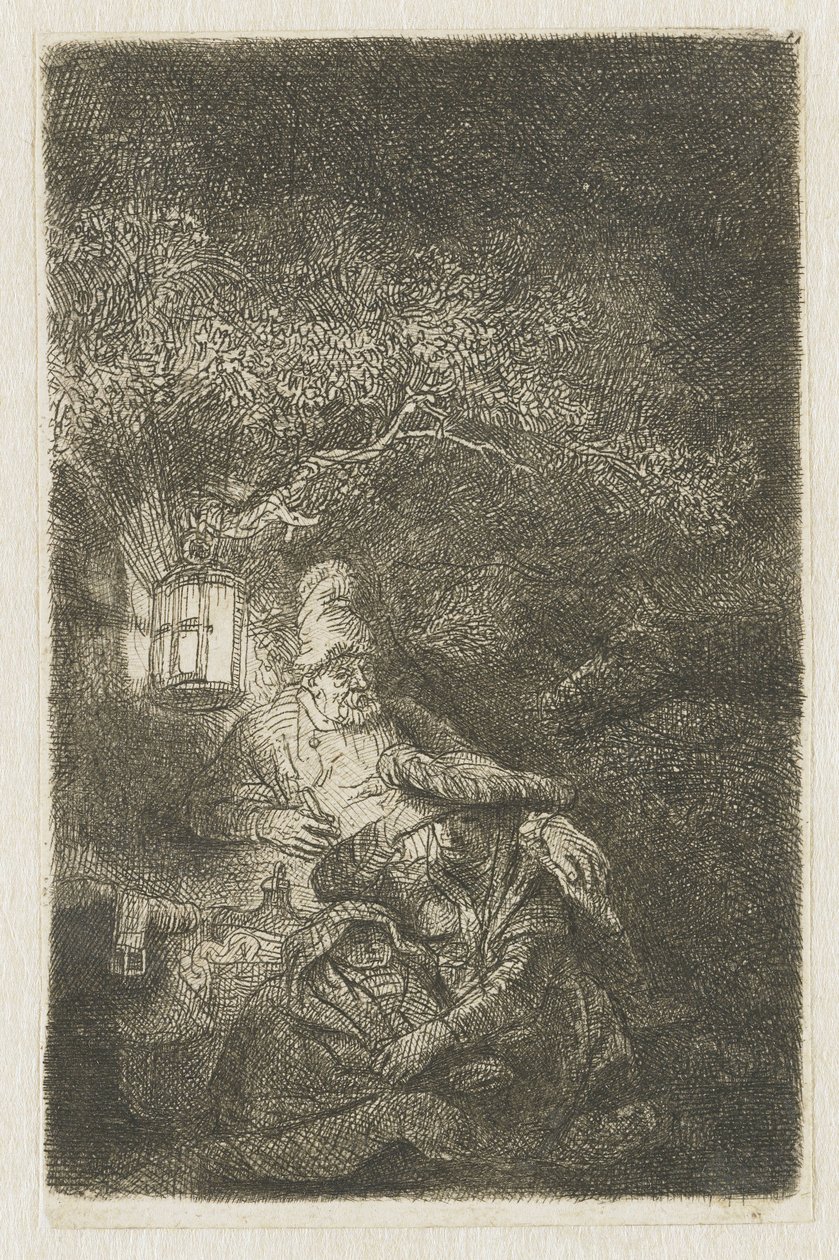O resto da fuga para o Egito: uma peça noturna de Rembrandt van Rijn