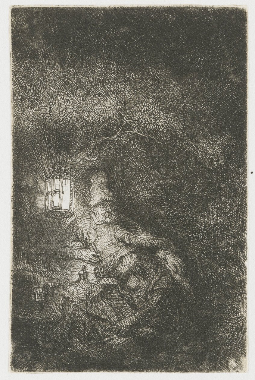 O resto da viagem de avião para o Egito: um relato noturno de Rembrandt van Rijn