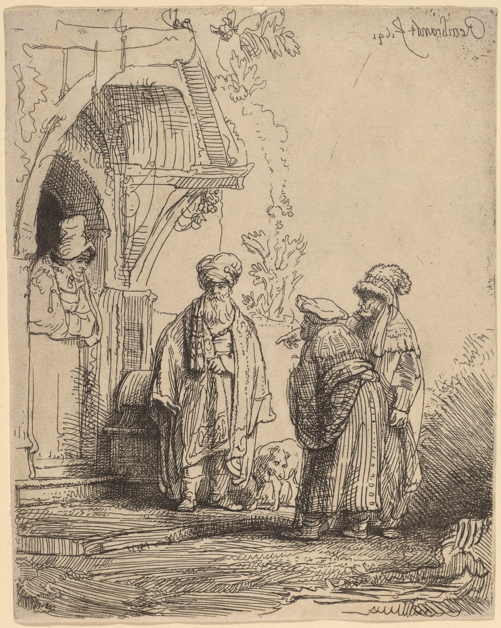 Três figuras orientais (Jacó e Labão?) de Rembrandt van Rijn