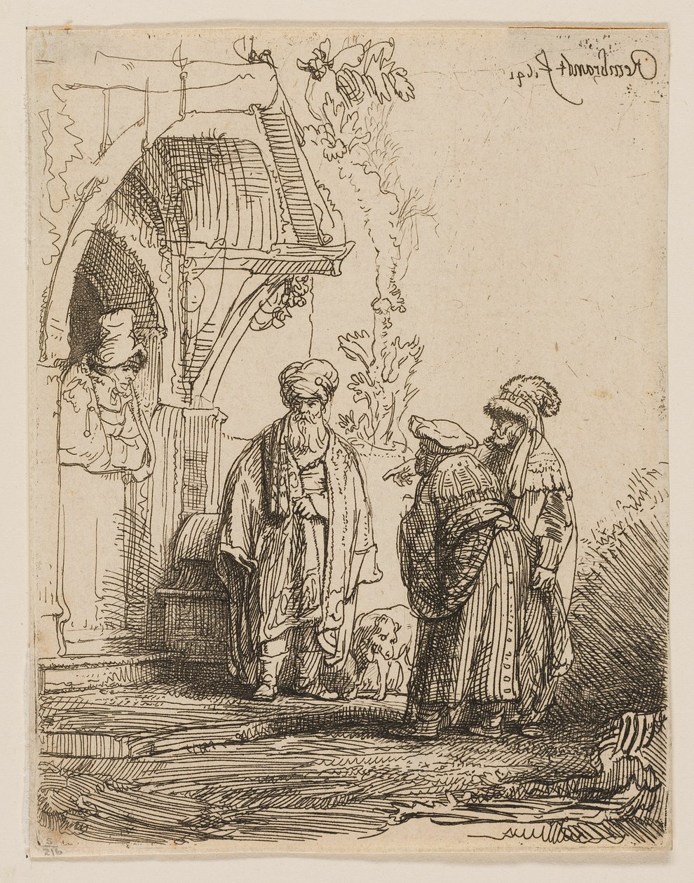 Três figuras orientais (Jacó e Labão?) de Rembrandt van Rijn
