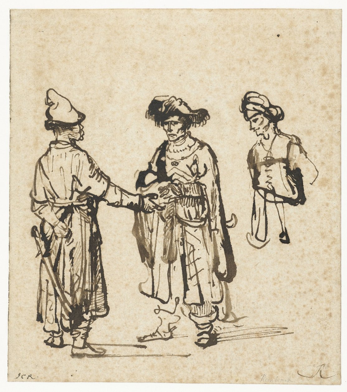 Três orientais a conversar de Rembrandt van Rijn