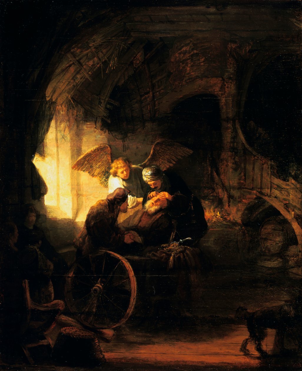 Tobias retorna à vista de seu pai, 1636 de Rembrandt van Rijn