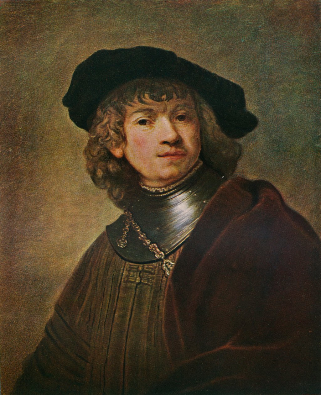 Tronie de um jovem em um gorget e boné, c1639 de Rembrandt van Rijn