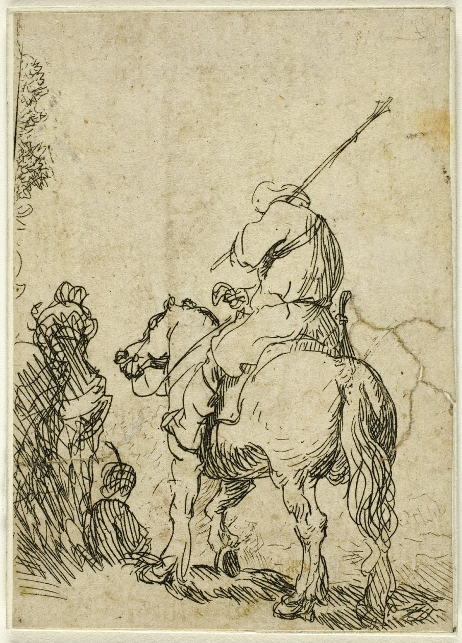 Soldado com turbante a cavalo de Rembrandt van Rijn