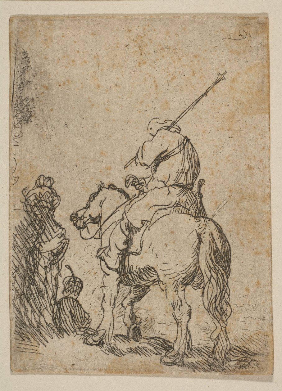 Soldado de turbante a cavalo, ca. 1629 de Rembrandt van Rijn