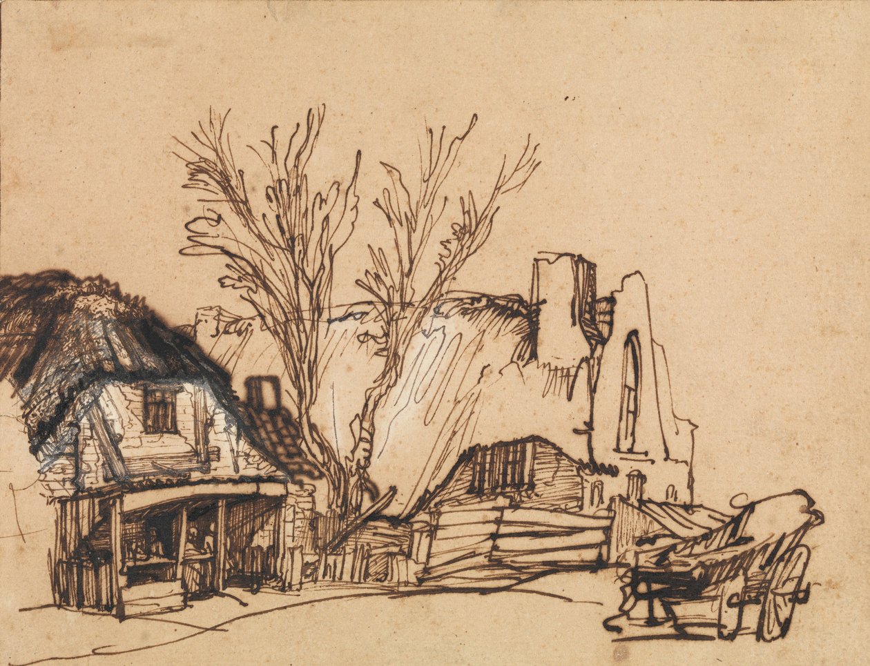 Duas Casas, ca. 1636. de Rembrandt van Rijn