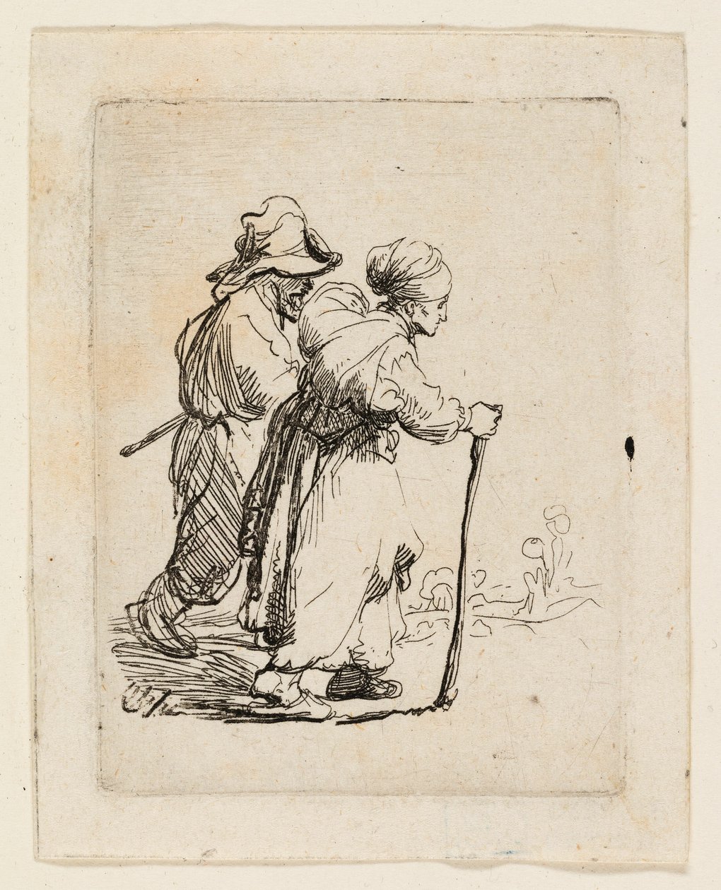 Dois vagabundos, um homem e uma mulher de Rembrandt van Rijn