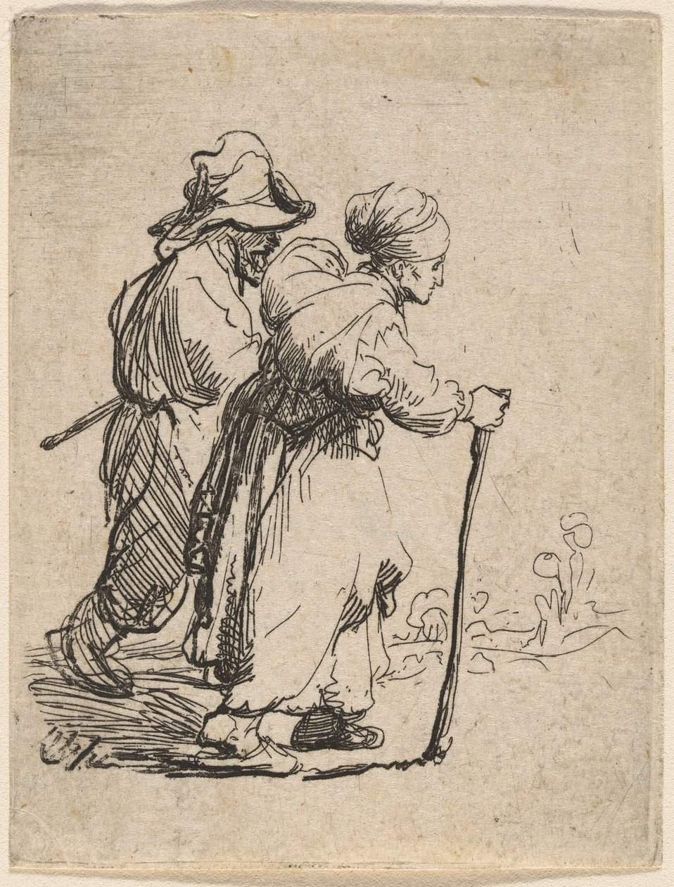 Dois vagabundos, um homem e uma mulher de Rembrandt van Rijn