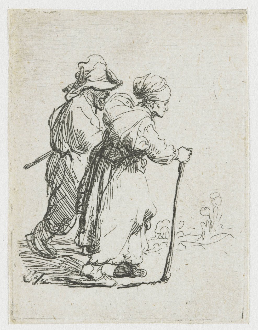Dois vagabundos, um homem e uma mulher de Rembrandt van Rijn