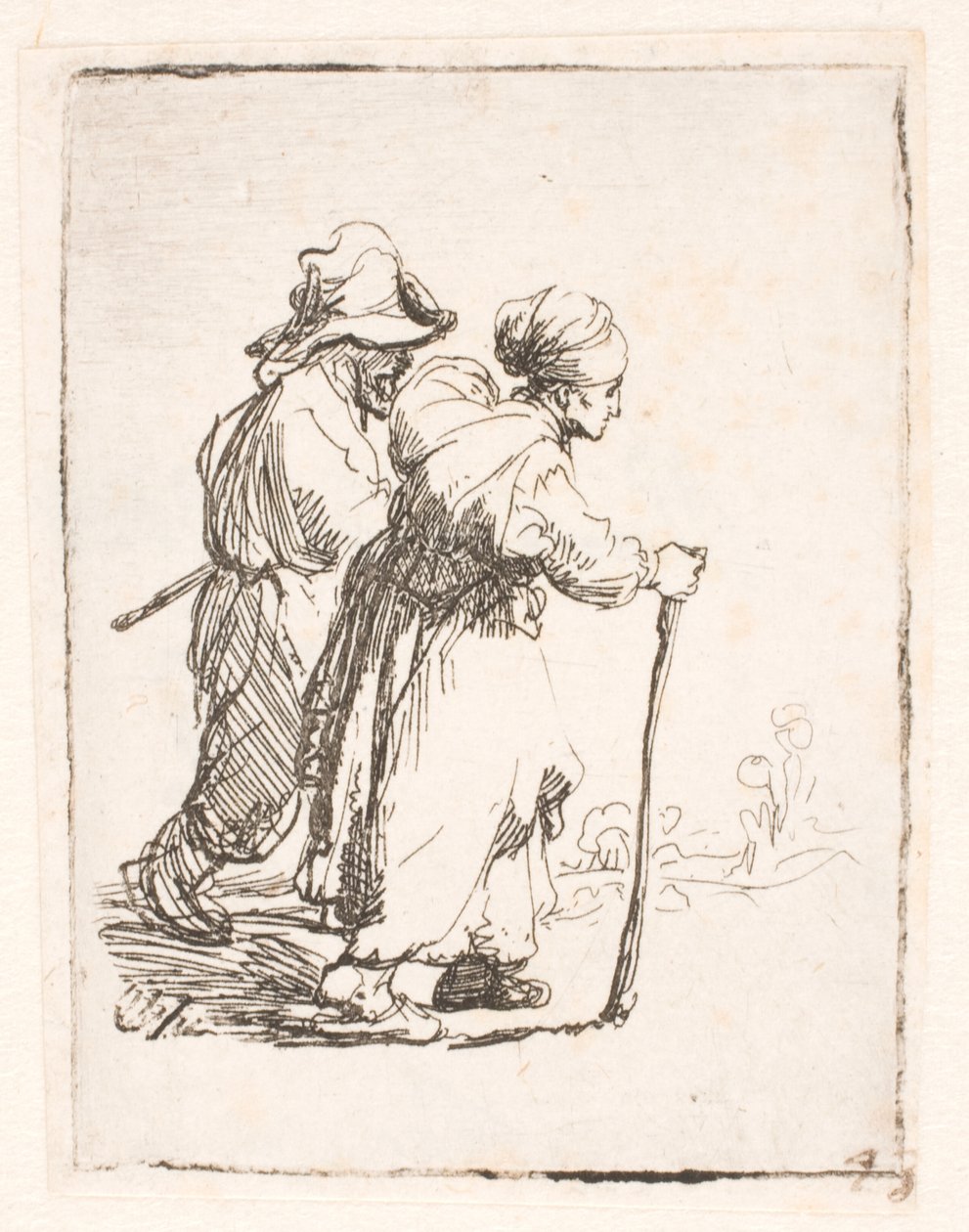 Dois vagabundos, um homem e uma mulher de Rembrandt van Rijn