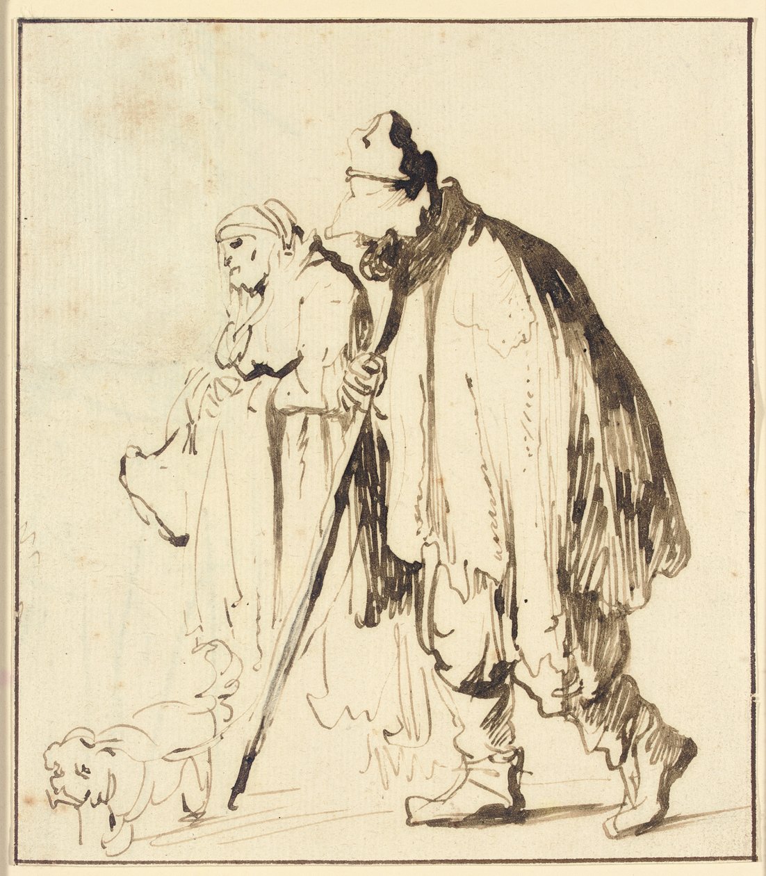 Vagrant casal com um cachorro de Rembrandt van Rijn