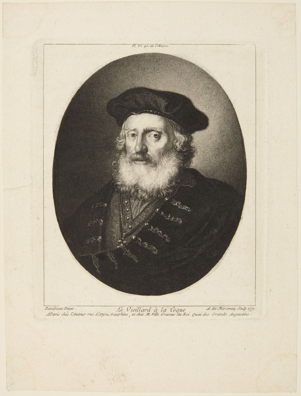 Velho com barrete de Rembrandt van Rijn
