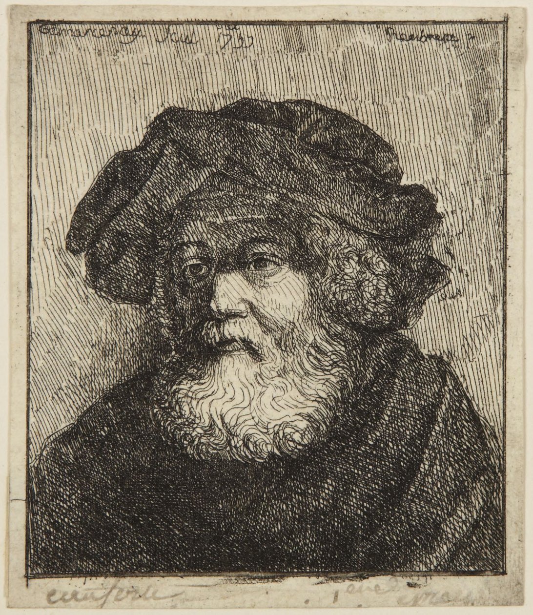 Velho com barrete de Rembrandt van Rijn