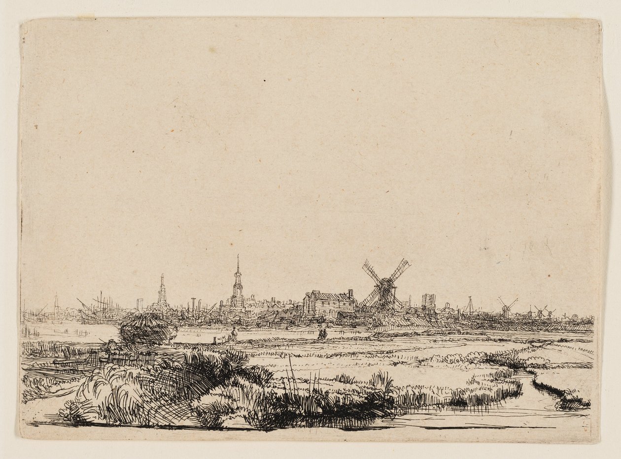 Vista de Amsterdã do Kadijk de Rembrandt van Rijn