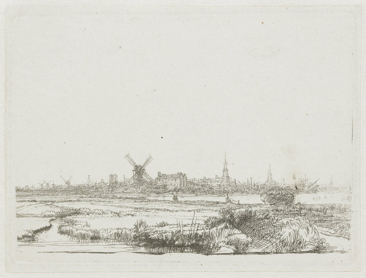 Vista de Amesterdão a partir do Kadijk de Rembrandt van Rijn