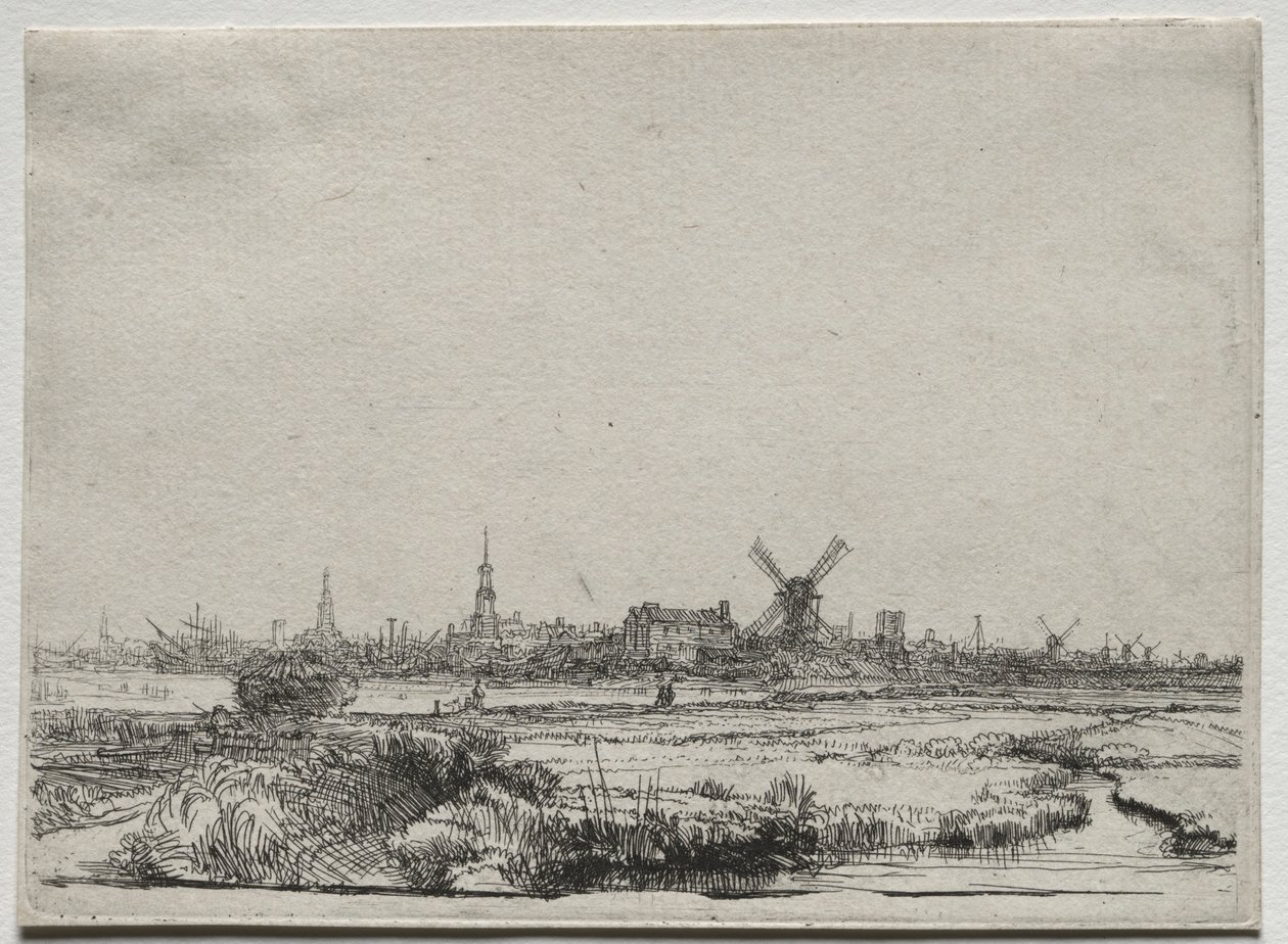 Vista de Amsterdã do Noroeste, c. 1640 de Rembrandt van Rijn
