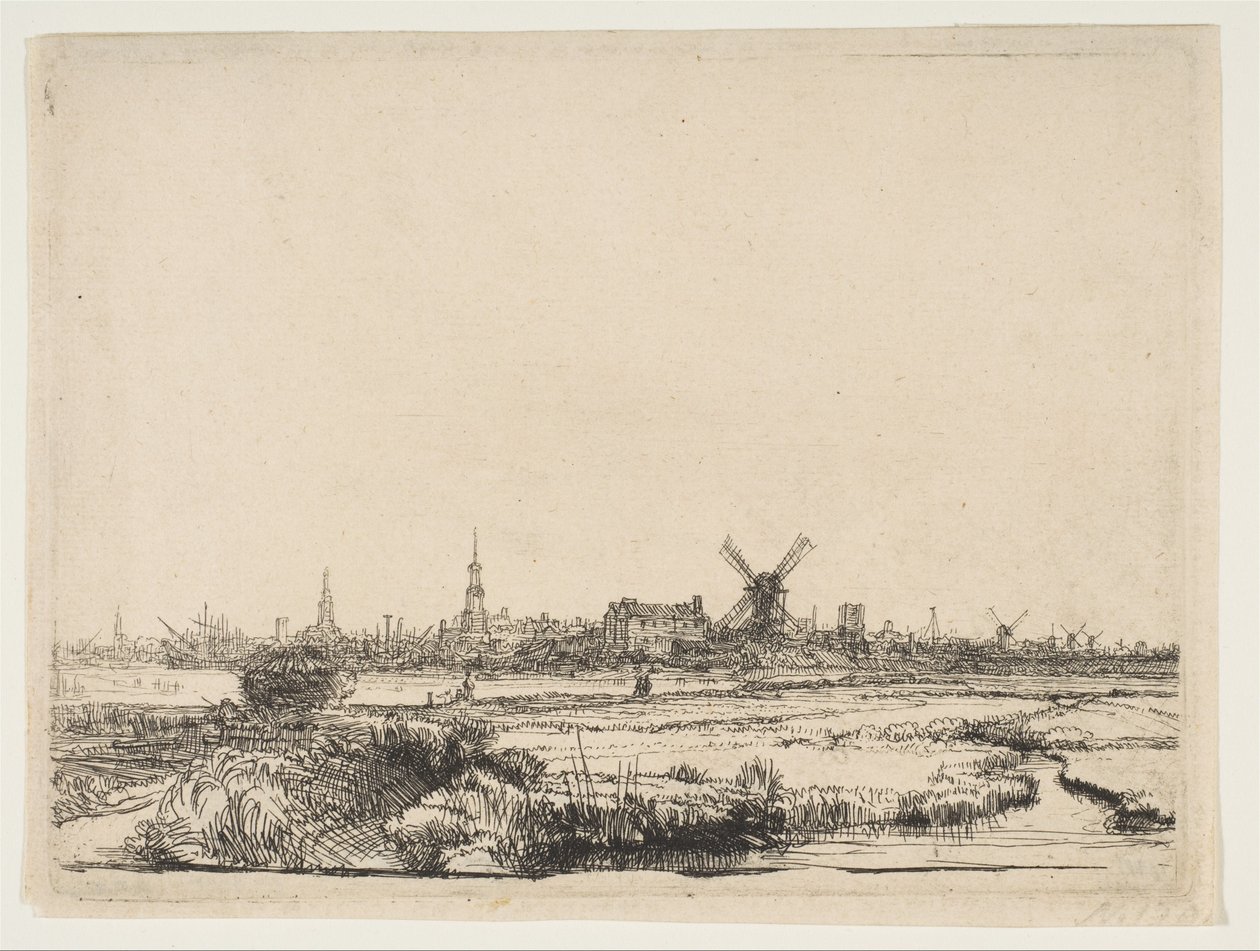 Vista de Amsterdã a partir do noroeste, ca. 1640 de Rembrandt van Rijn