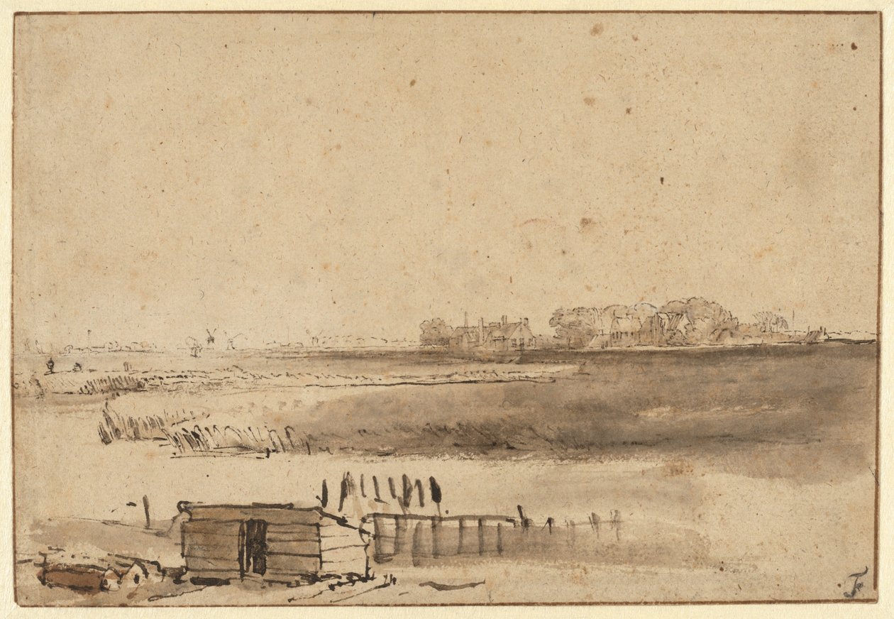 Vista de Houtewael perto do Sint Anthoniespoort [reto] de Rembrandt van Rijn
