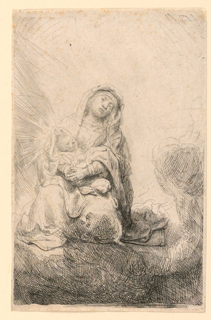 Virgem e Menino nas Nuvens de Rembrandt van Rijn
