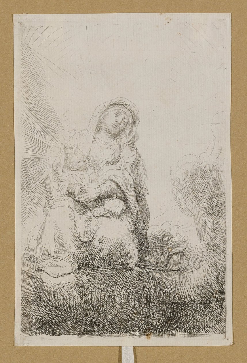 A Virgem e o Menino nas Nuvens de Rembrandt van Rijn