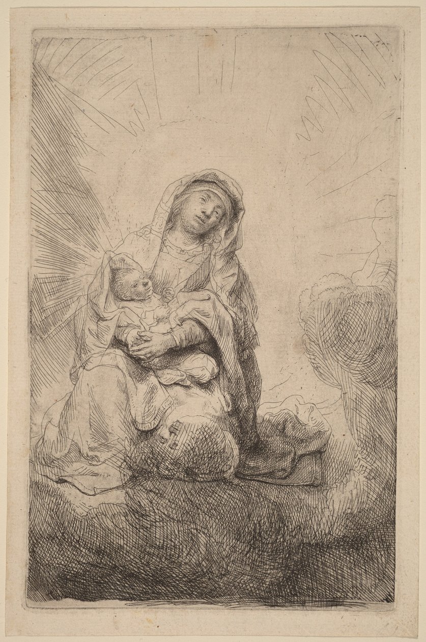 A Virgem e o Menino nas Nuvens de Rembrandt van Rijn