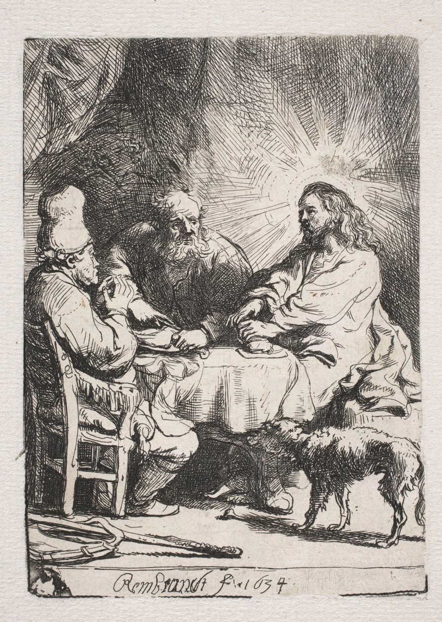 A Ceia em Emaús (placa pequena) de Rembrandt van Rijn