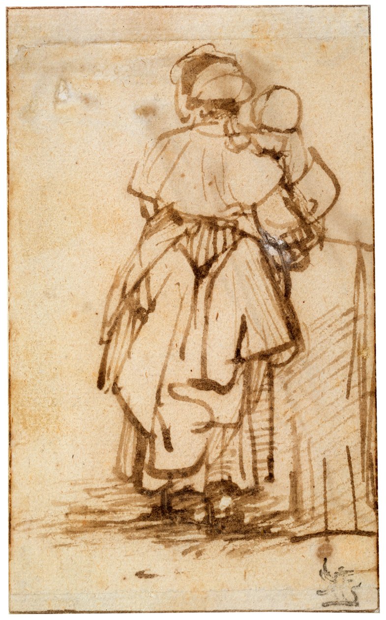Mulher com uma criança no colo, 1640. de Rembrandt van Rijn