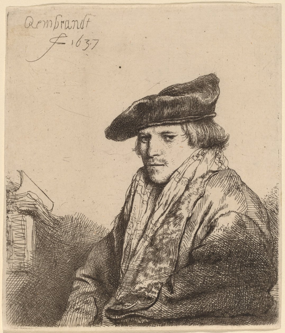 Jovem em um boné de veludo (Ferdinand Bol?) de Rembrandt van Rijn