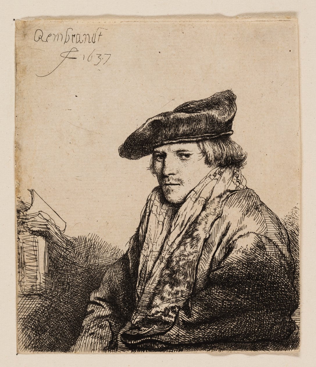 Jovem em um boné de veludo (Petrus Sylvius?) de Rembrandt van Rijn
