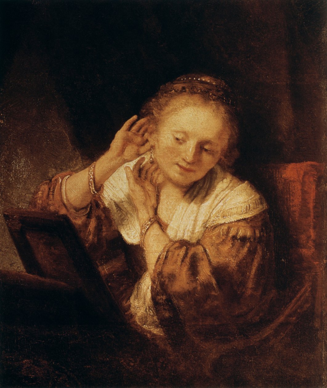 Jovem mulher com brincos, 1657 de Rembrandt van Rijn