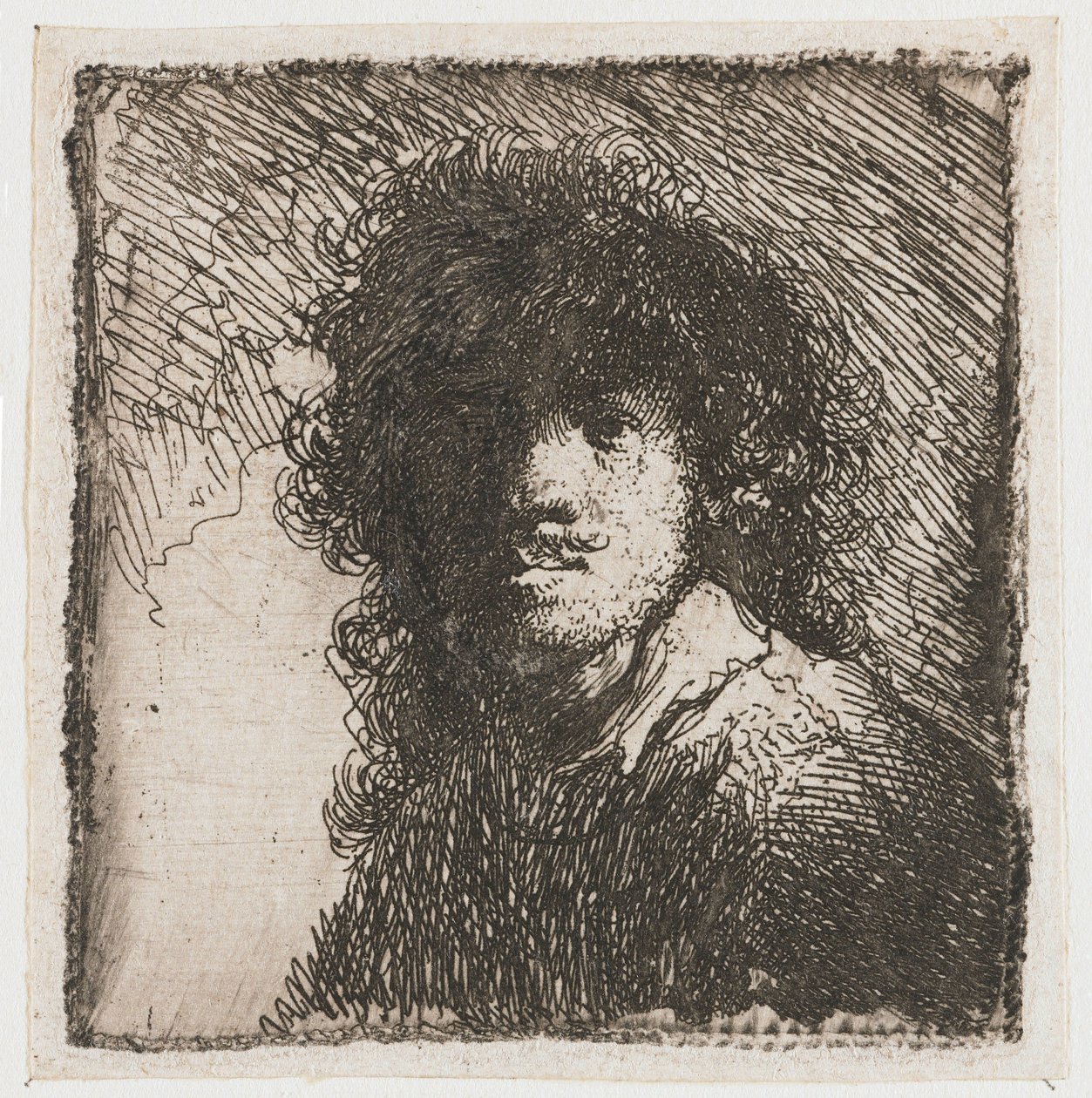 Auto-retrato com a cabeça descoberta de Rembrandt van Rijn