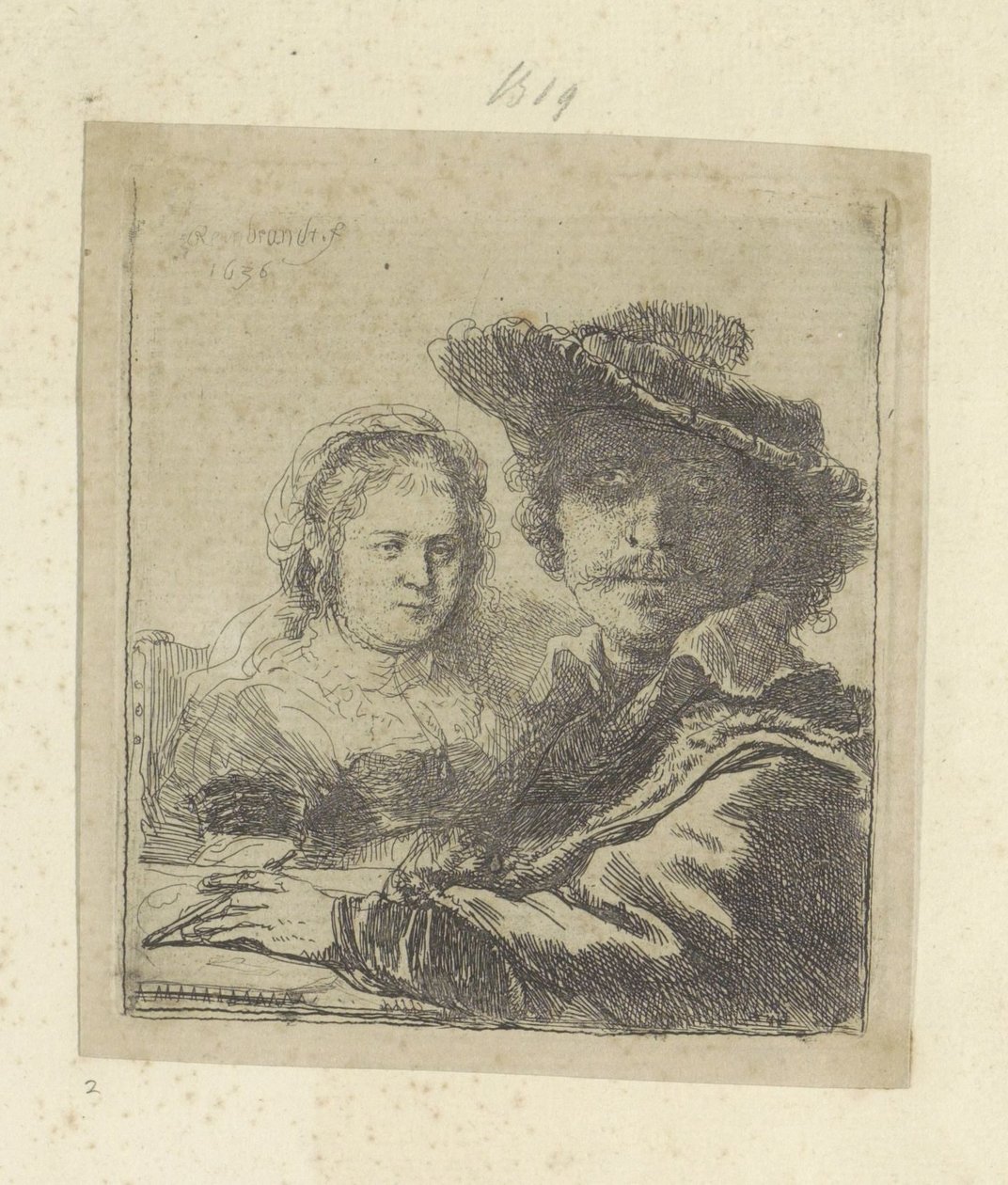 Zelfportret coloca Saskia Coleção de oitenta e cinco gravuras originais (título da série) de Rembrandt van Rijn