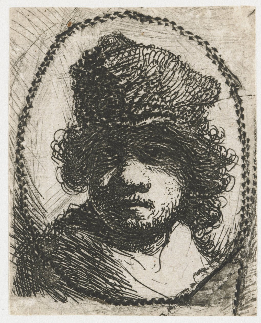 Auto-retrato com gorro de peles de Rembrandt van Rijn