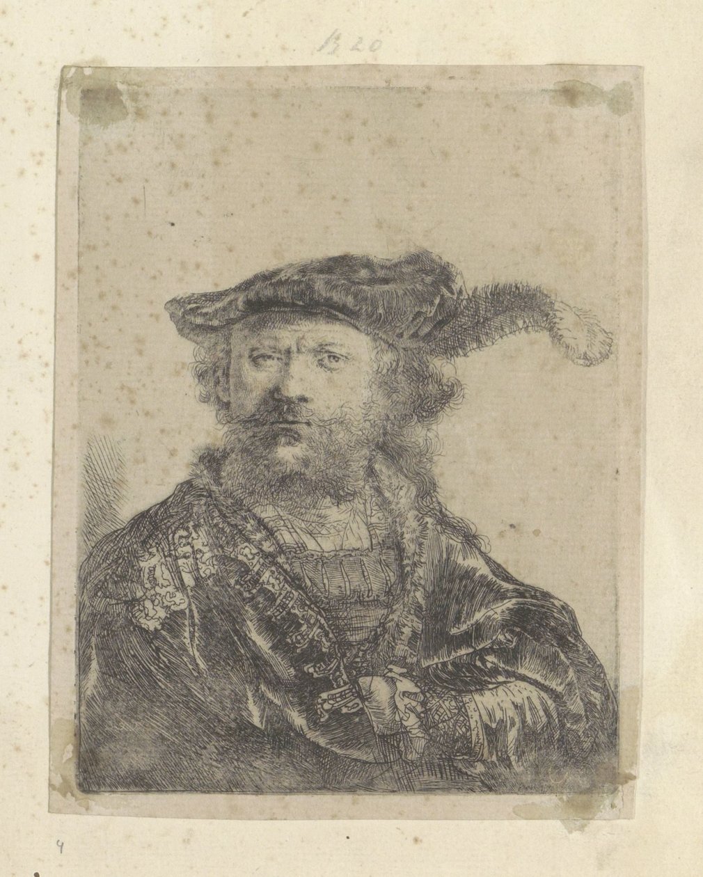 Zelfportret met gepluimde fluwelen baret
Colecção de oitenta e cinco estampas originais (título da série) de Rembrandt van Rijn