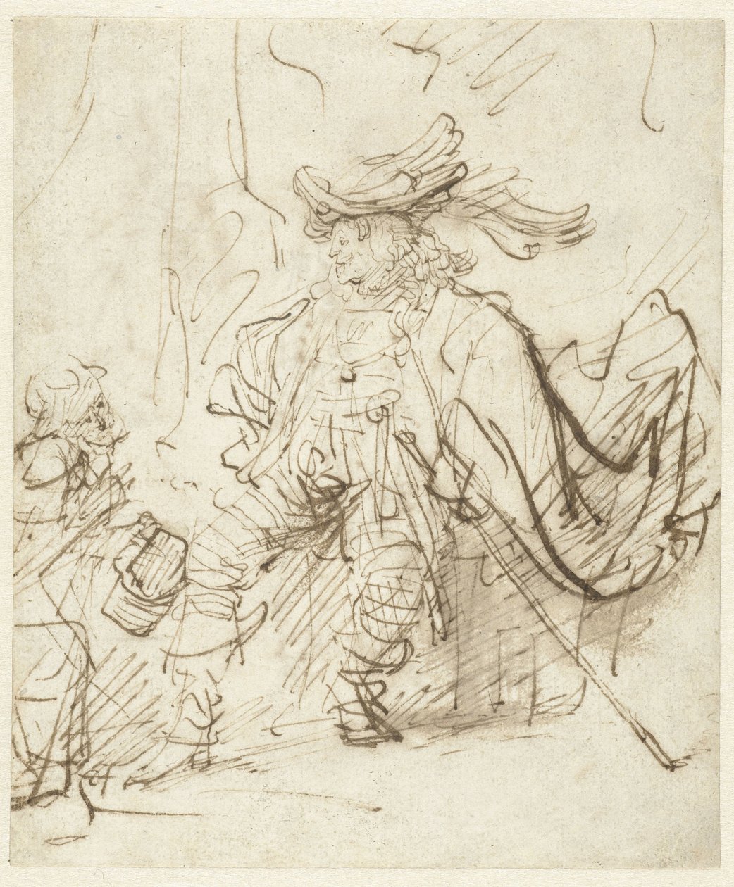 Ator sentado no papel de Capitano de Rembrandt van Rijn