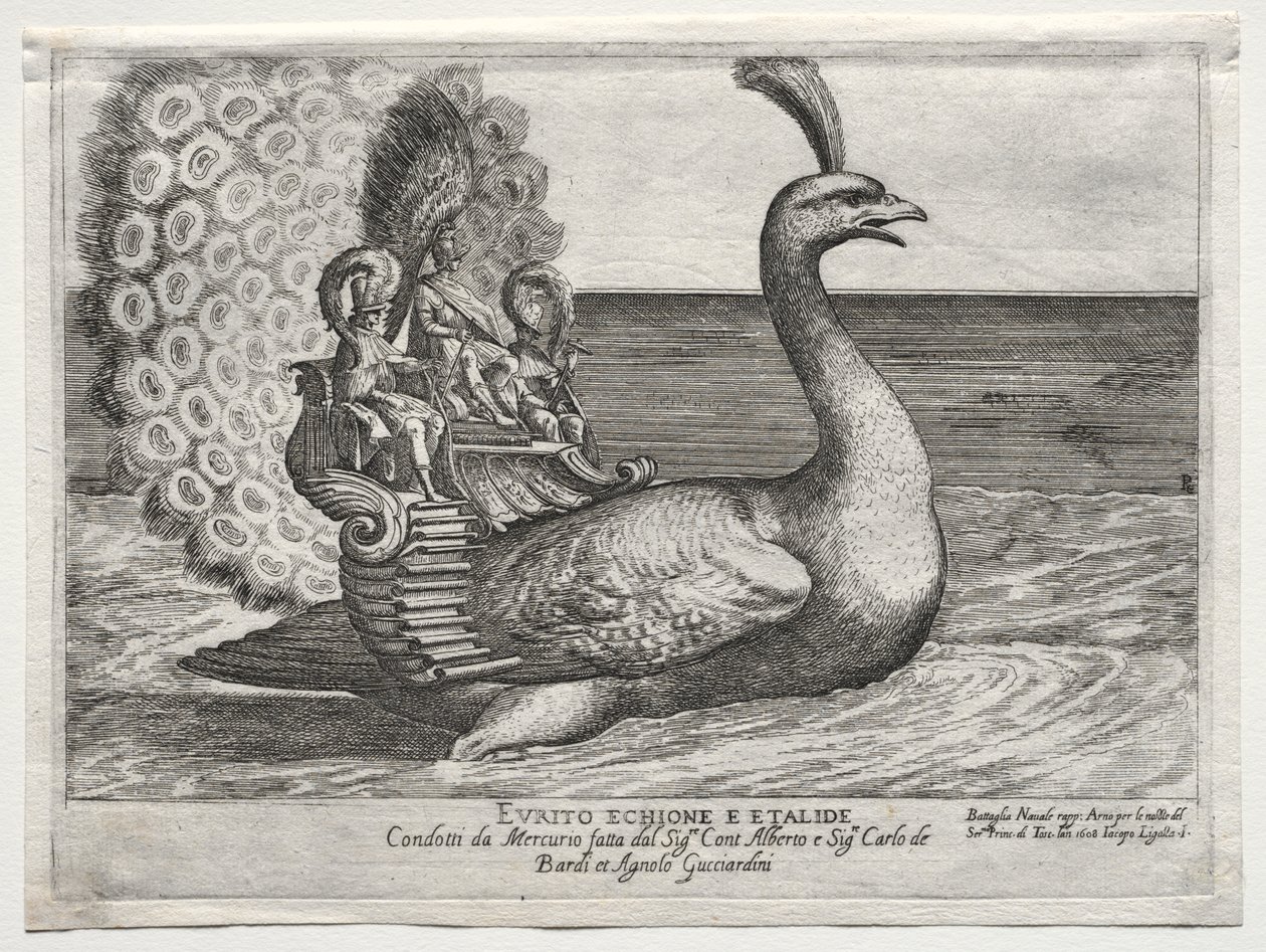 Combate Naval Representado no Rio Arno em Florença, para o Casamento de Cosimo di Medici Príncipe da Toscana, e Maria Maddalena da Áustria, em 1608: Evrito Echione E Etalide de Remigio Cantagallina