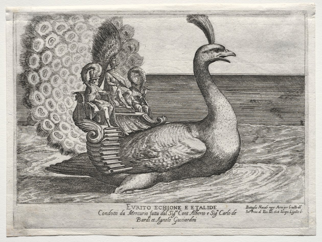 Combate naval Representado no rio Arno, em Florença, para o casamento de Cosimo di Medici, 1608. de Remigio Cantagallina