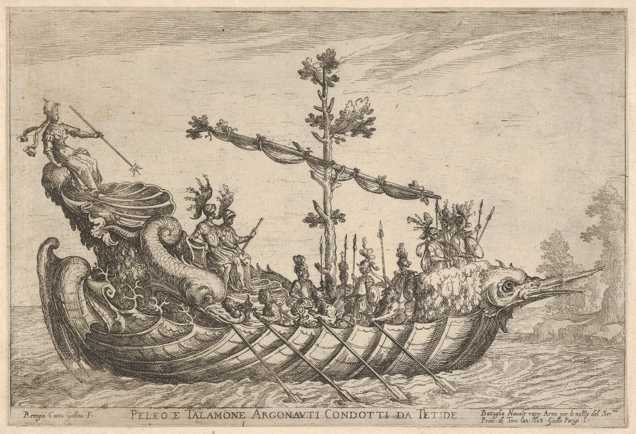 Peleus e Talamon, da série Vessels of the Argonauts, para a comemoração do casamento ..., 1608. de Remigio Cantagallina