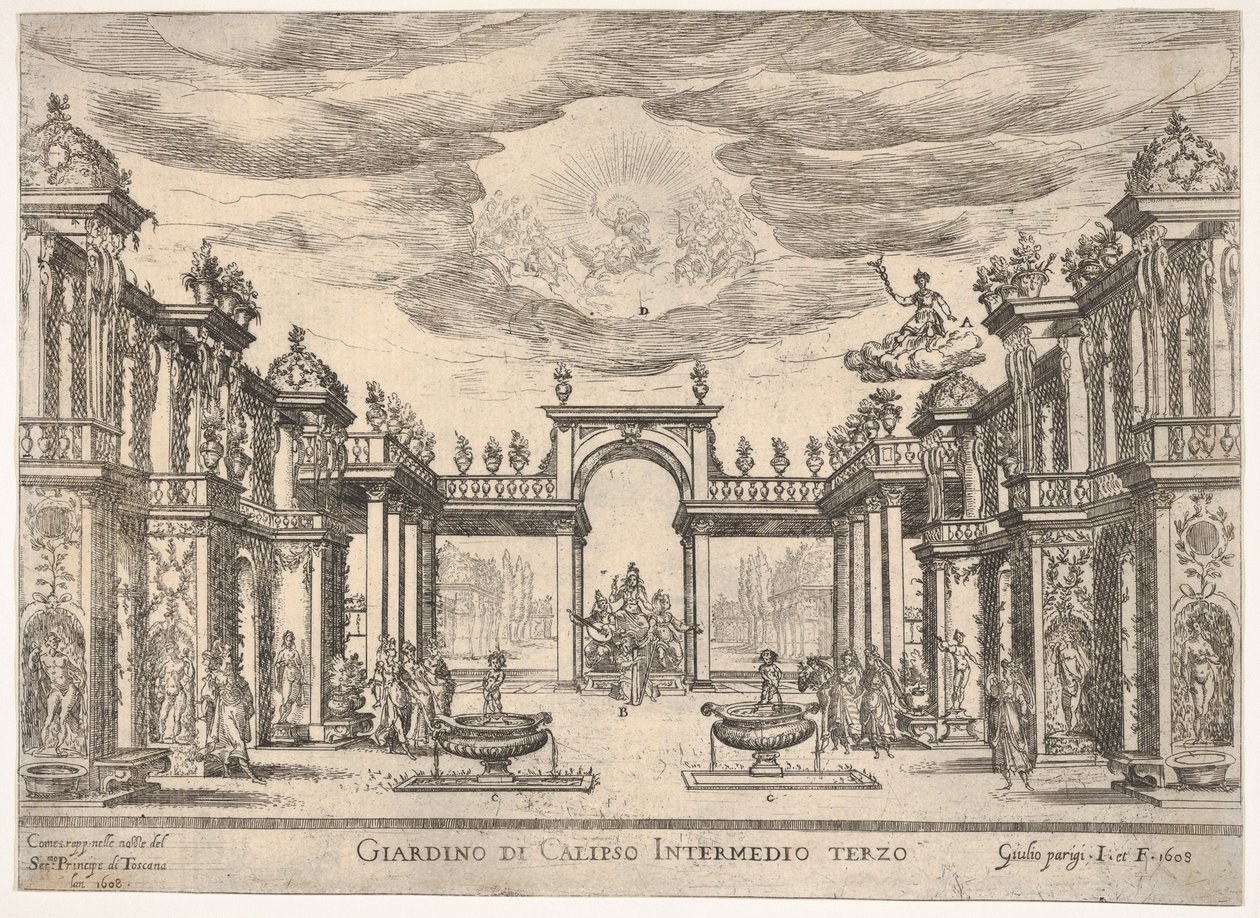 Sexto interlúdio: jardim de Calypso Sexto intermediário: jardim de Calipso, da série ..., 1608. de Remigio Cantagallina