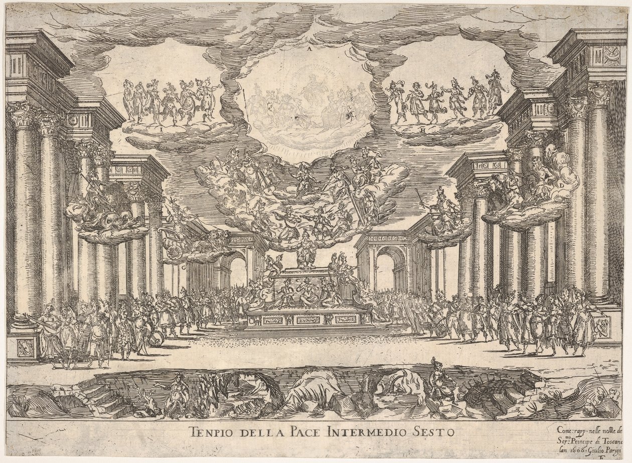 Sexto interlúdio: templo da paz Sexto intermediário: templo da paz, da série S ..., 1608. de Remigio Cantagallina