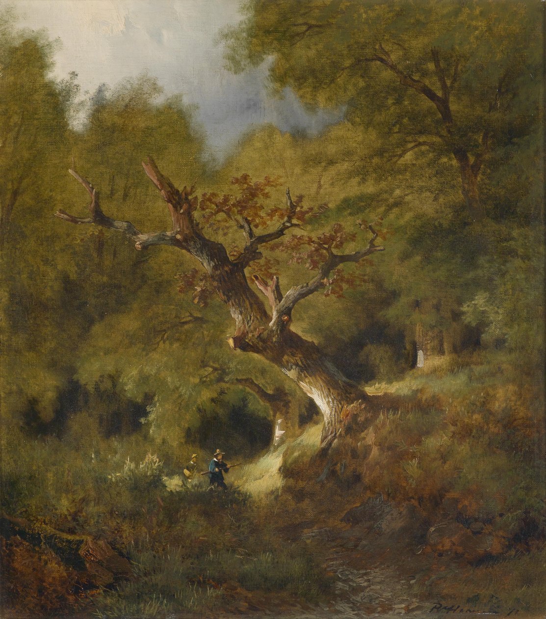 Paisagem de floresta com caçador de Remigius Adrianus Haanen